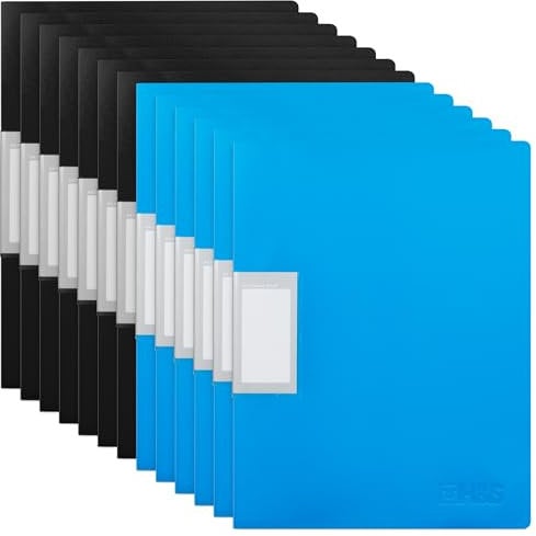 H&S A4 Sichtbuch - Mappe im 12er-Set mit Klarsichthüllen - Mehrfarbige Hefter und Ordner Sichtmappe mit 30 Herausnehmbaren Folien - schwarz und blau