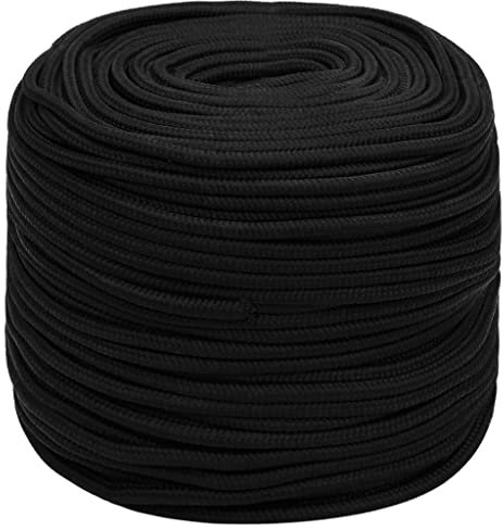 vidaXL Arbeitsseil Geflochten Schnur Seil Tauwerk Flechtleine Flechtseil Flechtschnur Mehrzweckseil Allzweckseil Schwarz 10mm 250m Polyester