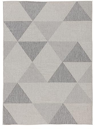 In- & Outdoor Teppich Geometrisch Silber - 200 x 280 cm – Kurzflorteppich, wetterfest & rutschfest – UV-beständig & pflegeleicht für Balkon, Terrasse & Küche