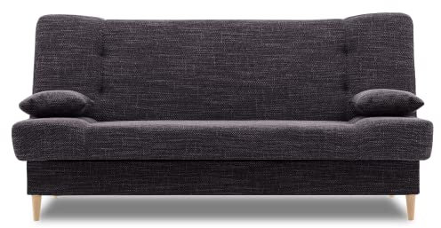 Klappcouch BIBBI 200x96 mit schlaffunktion - Klassisch Design - Holzfüße - Auswahl an Farben - Kleines Sofa (LAWA 17)