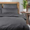 slummer Bettwäsche 135x200 Baumwolle 4teilig anthrazit - Damast Hotel Streifen grau Baumwolle - YKK – Reißverschluss Mako Satin Bettwäsche-Sets
