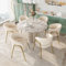 Dolamaní Sessel 6er Set Fur Esszimmer und Wohnzimmer, Lamm Samt Spraygold Polsterstühle, Moderner Wohnzimmer Stühle mit Goldene Beine (6, Beige)