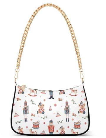 Christmas Nutcrackers Handbags for Women Chain Shoulder Bag Womens Tote Clutch Purses with Zipper, Nutcrackers, 1 size, Nutcrackers, 1 size