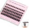 ALLOVE Self Adhesive Eyelash Clusters Press&Go Eyelash Clusters, No Glue Required, Eyelash Clusters with Pre-Glued Strip, Reusable Eyelash Clusters Press on in One Step - Camellia 10