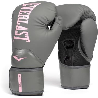 Everlast Elite 2 10oz Boxhandschuhe Grau/Pink, für Sandsack, Pratzen & Sparring, Klettverschluss, ergonomischer Griffsteg, Split-Schaum – Original Everlast