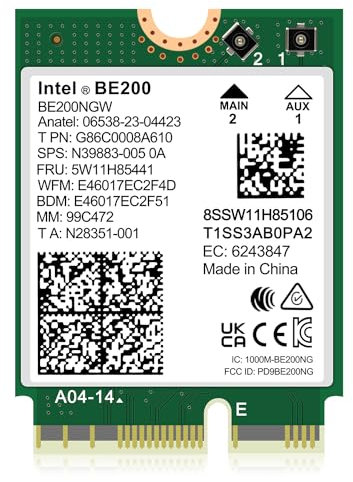 WiFi 7 Wireless Karte Intel BE200NGW, Bluetooth 5.4, 5800 Mbit/s M.2/NGFF, unterstützt kein AMD, unterstützt nur Intel CPUs der 12. Generation und höher, Windows 10/11(64 Bit), Linux