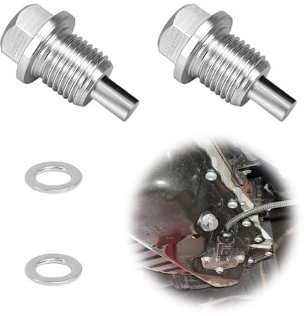 2 pièces vis de vidange d'huile magnétique carter d'huile écrou de vidange d'huile disque d'alliage d'aluminium bouchon de vidange d'huile, vis d'huile de voiture magnétique (argent, M14 x 1,5)