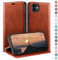 HUOUH für iPhone 12/iPhone 12 Pro 6,1 Hülle mit RFID Schutzhülle aus Lederhülle Handyhülle,360 Grad Schutz Case,Kartenfach Leder ständer Handy hülle für Apple 12 Klapphülle Wallet Cover Orange
