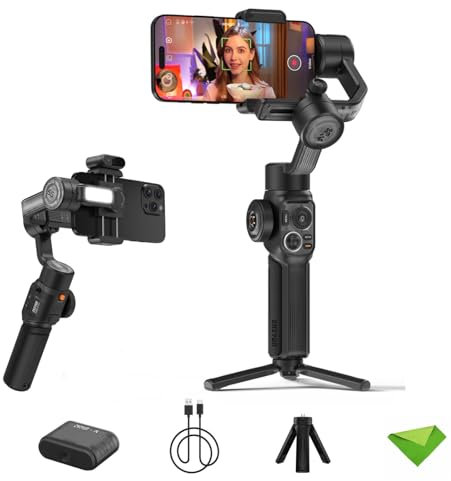 Zhiyun Smooth 5S AI Combo Stabilizzatore Gimbal, Gimbal per Telefono a 3 Assi, Stabilizzatore per Telefono con tracciamento AI per Android per iPhone 14 PRO Max Plus 13 12 11 X XR XS 8 Plus