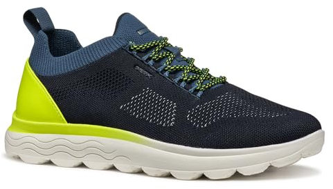 Geox U Spherica E, Sneaker Uomo, Navy Fluo Yellow, 44 EU