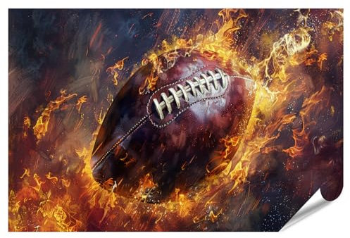 islandburner XXL Bild Poster Nahaufnahme von American Football in Flammen, digital gemalt, umgeben erzeugt Premium Bilder Fotodruck