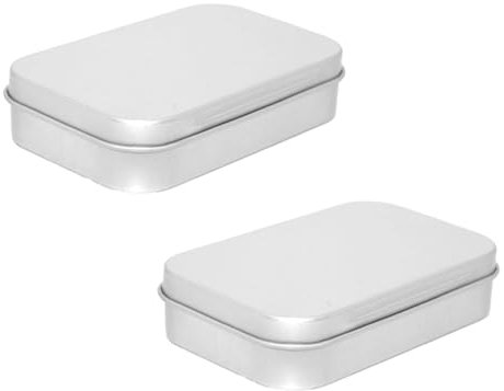 Lufdegim 2Pcs Metallbox Mini-Lagerbox Kleine Aufbewahrungsbox Aufbewahrung von Süßigkeiten Kekse Schmuck Kleines Kunsthandwerk Schlüssel (Silber)