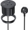 Desk Power Socket with USB C PD20W,BQO Desk Grommet Power Socket 80mm with 1 UK Plug, Recessed Extension Lead with 2 USB Ports, 2m/6.6 FT Cable for Office Home Furniture, Black