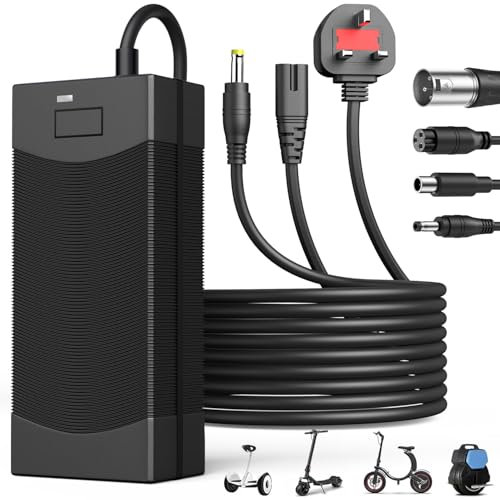 42V 2A Electric Scooter Charger, Universal Hoverboard Charger for 36V Li-ion Batteries with 4 Connections, for Xiaomi Scooter, Electric Bike, Mobility Scooter, Self-Balancing Scooter
