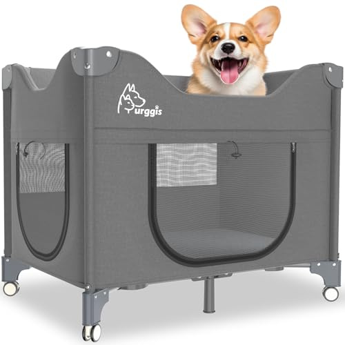 Furggis Upgraded Dog Bunk Bed, Portable Bedside Lounge Pet Bed, Dog Beds Attachment to Human Bed, Bedside Dogs Bed for Small, Medium Cats & Dogs, Pet Window Perch-Grey