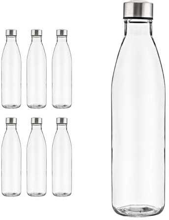 generico Bottiglie in Vetro da 700ml PERSONALIZZABILI con Tappo a Vite. Set da 6 bottiglie. Per Acqua, Bevande e Succhi. Tappi, colore Argento, Inclusi, Ideale per Bar Ristoranti, Pizzerie