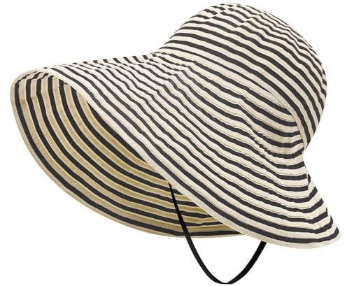 MK MATT KEELY Sonnenhut Damen Faltbar Strandhut Breite Krempe Leicht Sonnenvisier Sommer UV Schutz mit Kinnband,Beige