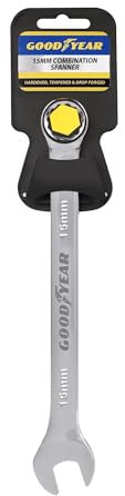 Goodyear 15mm Spanner- Chrome Vanadium Steel| Precision Engineered for Tightening and Loosening Nuts and Bolts| Durable & Corrosion-Resistant Wrench| Essential Hand Tool for Mechanics