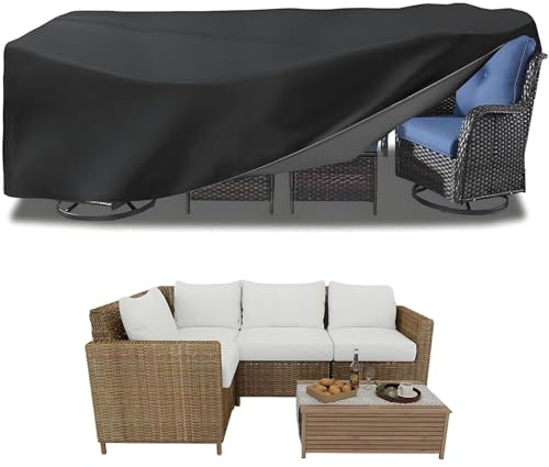 AEKDCL 200x100x100cm Gartenmöbel Abdeckplane Winterfest & Wasserdicht, Gartentisch Abdeckung Regenschutz und Staubfest, Abdeckung für Gartenmöbel UV-Schutz Für Rattanmöbel Balkonmöbel, Schwarz