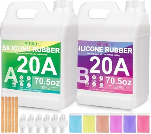 MITINU Silicone Mold Making Kit -141oz Total 20A Liquid Silicone Rubber | (1:1 Mix), Non-Toxic & Bubble Free Platinum Cure Silicone for Making Molds for Resin, Soap, Concrete, Craft Molds