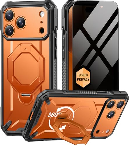 Tongate for iPhone 17 Pro Max Case with 360°Spin Magnetic Stand, Orange