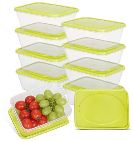 VINATO 10 Stück 520ml Frischhaltedosen mit Deckel, Wiederverwendbarer Frischhaltedosen-Set für Lebensmittel, Gefrierdosen, BPA-frei, Stapelbar, Mikrowellen Gefrierschrank Spülmaschinengeeignet