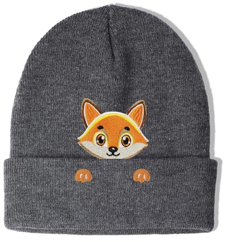 Aretas Fuchs Mütze Beanie Hut Geschenk für Frauen Damen Mädchen Fox Deko Süße Kawaii lustige Tier Sachen Geschenke Gestrickter Hut mit Stickerei