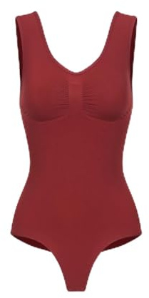 CFab Shapewear Damen Body Bauchweg mit String Tank Bodysuit | Starke Bauchkontrolle String Design nahtloser Komfort breite Träger und sicherer Sitz unter enger Kleidung