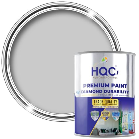 HQC Kitchen and Bathroom Paint - Dove Grey - 1 Litre - Highly Durable Matt Emulsion For all walls, Ceilings, Living Rooms, Bedrooms, Kitchen Paint | Grease & Stain Resistant - Mould Resistant