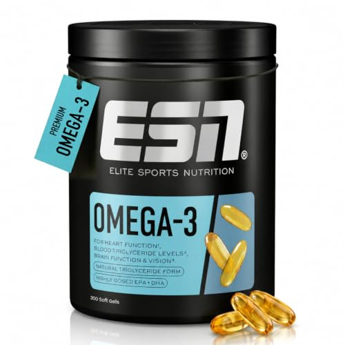 ESN Omega-3, 300 capsule | EPA e DHA ad alto dosaggio, 1200 mg di EPA e 900 mg di DHA per porzione - prodotto in Germania