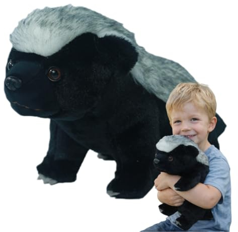 Xiyocadt Honigdachs-Stofftier, Honigdachs-Plüschtier, Simulationstiermodell Für Kinder Und Erwachsene, Einzigartiges Pädagogisches Afrika-Plüschtier-Simulationstiermodell (Schwarzweiß,50cm)