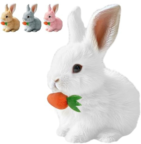 famiyou My Realistic Bunny Toy, 2026 Neu Hüpfendes Kaninchen, Interaktives Plüsch Hase Spielzeug mit Geräuschen, Bewegungen, Wackeln, Hasen Kuscheltiere, Osterhase Plüschtier (Weiß)