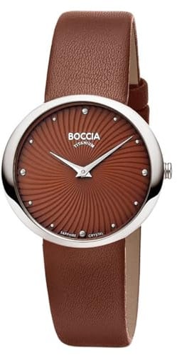Boccia Damen-Armbanduhr Titan mit Lederband Braun 3364-05