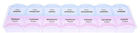 demiawaking Pillendose Organizer 7 Tage mit 14 Fächer, tragbar Weekly Pille Veranstalter Bin PM Tablet Medizin Storage Spender für Reisen und Outdoor