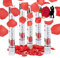 Relaxdays 5er Set Party Popper 40 cm Rosenblätter, rote Rosen, bis 8 m Effekthöhe, für Hochzeit und Verlobung, Konfettiregen, rot