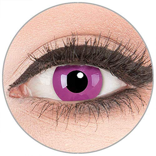 Farbige Kontaktlinsen zu Fasching Karneval Halloween in Topqualität von 'Glamlens' ohne Stärke 1 Paar Crazy Fun lila 'Purple' mit Kombilösung (60ml) + Behälter