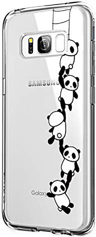 Alsoar ersatz für Galaxy S8 Hülle,Galaxy S8 Case, [Ultradünn] Soft Durchsichtige Handyhülle Schutzhülle Silikon TPU Flexibel Stoßfest Kratzfest Mädchen Kaktus für Galaxy S8 (Panda Klettern)