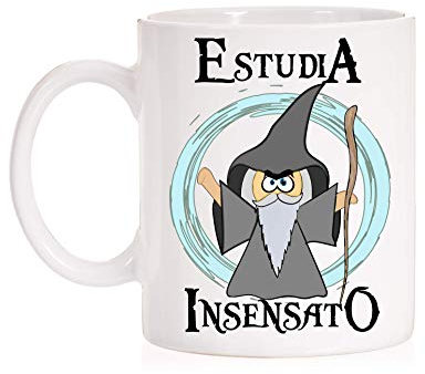 FUNNY CUP Taza Estudia Insensato. Taza opositor, Estudiante, alumno, Profesor. Regalo Divertido Mago señor de los Anillos (Insensato)
