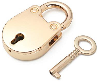 Vogueing Tool Small 1 Key Lock, 1pcs Vintage Antique Padlocks Mini Lock with Key for Jewelry Box Storage Box Diary Book(Gold)