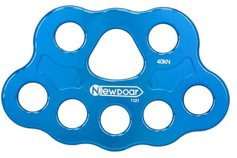 NewDoar Descender Plate 40KN Paw Rigging Plate 4/5 Agujeros Equipo de escalada en roca (8 agujeros/40KN Azul)