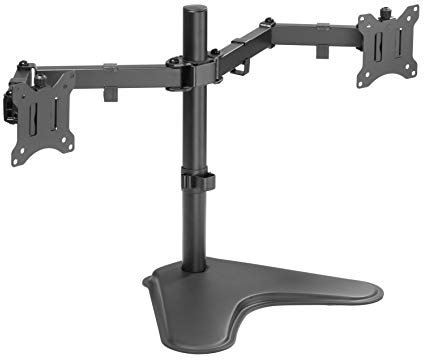 Amer Dual LED LCD Monitor Free-Standing Desk Stand for 2 Screens up to 32 inches Heavy-Duty Fully Adjustable Arms with Max VESA 100x100mm (2EZSTAND)