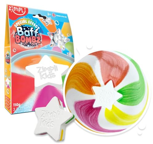 Large Star Bath Bomb from Zimpli Kids, Magically Creates Rainbow Special Effect, Birthday Gifts for Children, Toddlers, Boys & Girls, Moisturising Fun Bath Toy, Vegan Friendly & Cruelty Free