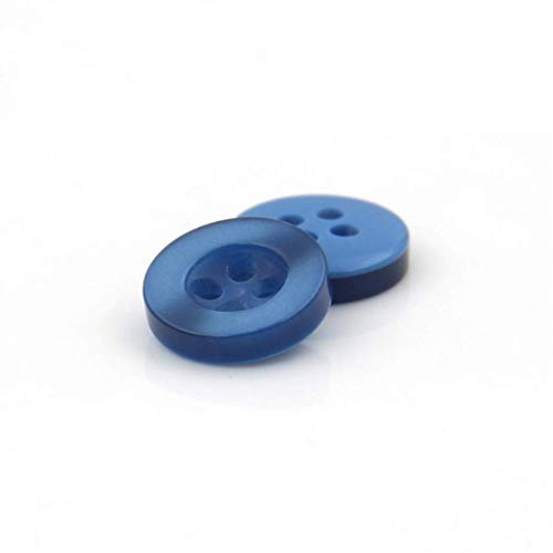 ZoTuoART 50 Stück 9 mm 11 mm Harzknöpfe mit breiter Kante, mehrfarbige Hemdknöpfe, handgefertigt, Perlglanz-Knöpfe, 4 Löcher, rund, doppelseitig, blau, 9 mm x 50 Stück