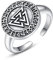 KINGWHYTE Wikinger-/Odin-Ring aus 925er Sterlingsilber, verstellbar, Wikinger-Schmuck für Damen und Herren