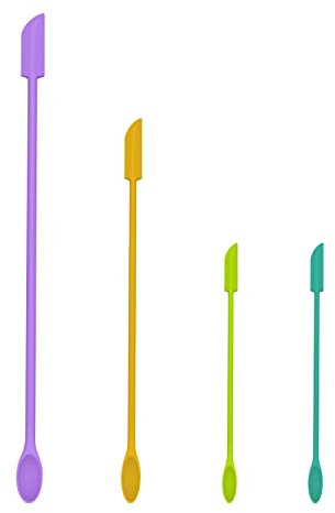 4 Pcs Silicone Spatula Set Mini Jar Scraper Small Silicone Spatula Makeup Spatula Mini Spatula Lotion Stirrer Get Last Drop from Food Bottles Beauty Products (Candy Colors)