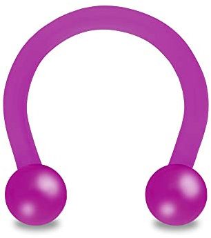 Treuheld® Hufeisen Piercing aus Kunststoff | Farbe: Lila | Größe: 1,2 x 12 mm (Kugeln: 3mm)