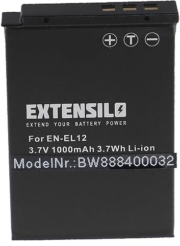 EXTENSILO 1x Batterie Compatible avec Nikon CoolPix S9600, S9900, S9400, S9500, S9700 Appareil Photo, Reflex numérique (1000mAh, 3,7V, Li-ION)