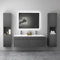 AICA sanitaire Ensemble de Meuble de Salle de Bain Anthracite 120cm+Vasque+Miroir+Colonne Meuble Salle de Bain-Armoire de Rangement-Meubles-lavabos