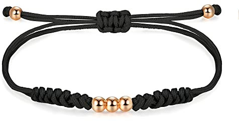 JENDEAR SHINE Geflochtenes Seil Armband für Damen, Handgefertigtes Armband mit Perlen und Knoten, Mädchen Geburtstag Freundschaft Glücksgeschenk Rot Schwarz Schmuck