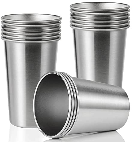 SMLIXE 16 Stück 680 ml Edelstahl-Pint-Becher, Tasse, gesund, unzerbrechlich und stapelbar, Metall-Trinkgläser